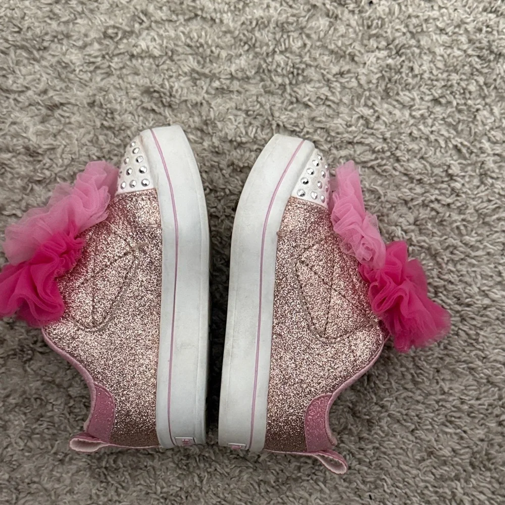 Skechers embellished light up pink glitter toddler girls dress up trainers